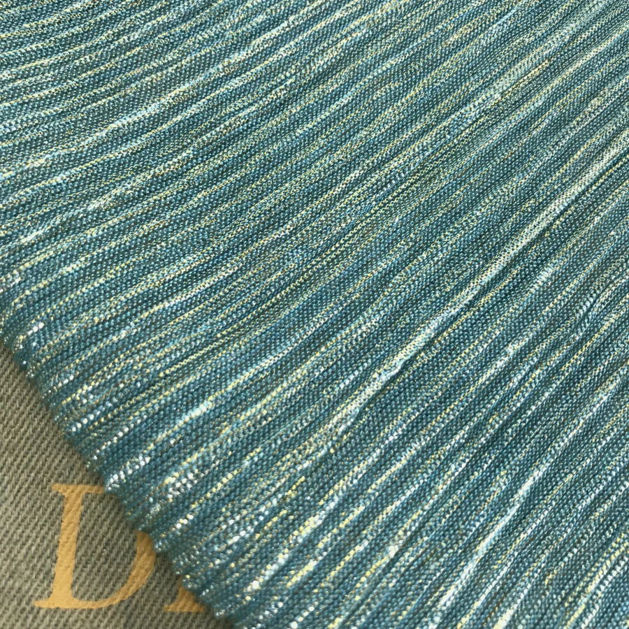 

2 meters 150cm 59" width green shiny ultra-fine pleated accordion mesh tulle fabric evening dress clothes materials MM446