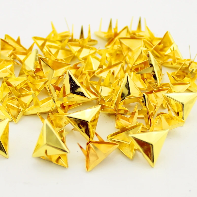 100pcs 2 Sizes Claws Triangle Rivets Leather Craft 4 Colors Punk Spikes For Clothes DIY Accessory Decorative Tire Studs