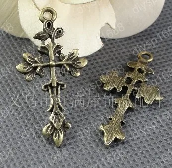 

60pcs/lot Zinc alloy bead Antique Bronze Plated 21*42MM cross Charms Pendants Fit Jewelry Making DIY JHA1468