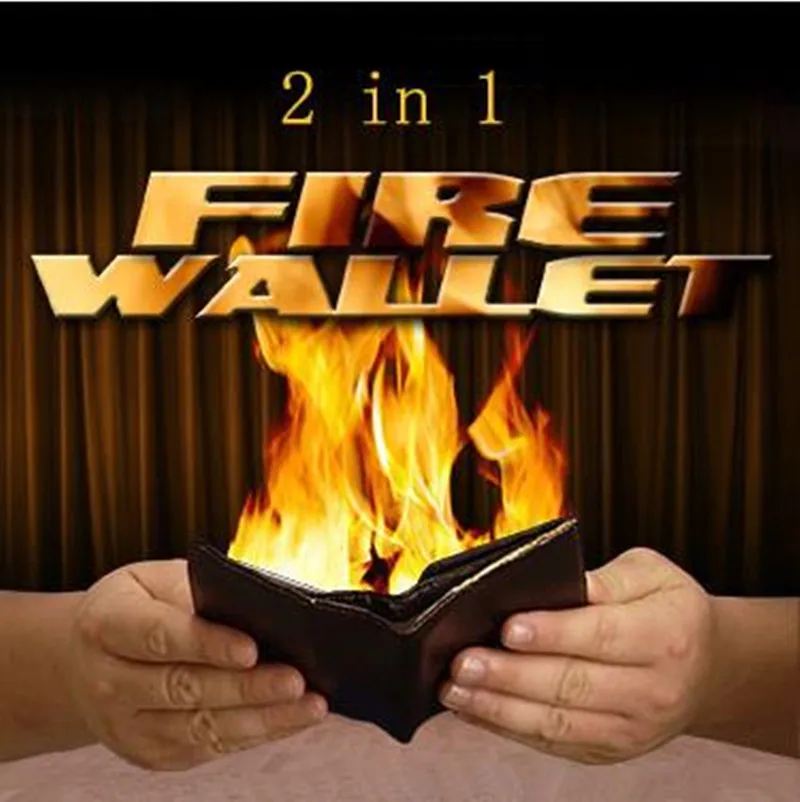 2 in 1 Fire Wallet - Magic Trick,Stage Magic Props,Street,Card magic,Close Up,Fun,Illusions,Magician Wallet,Classic Magia Toys