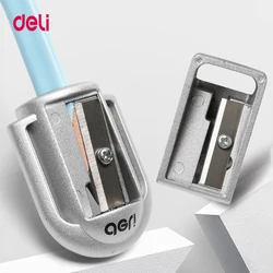 Deli Zinc Alloy Pencil Sharpener Silver Metal Sharpener School Office Sharpener Stationery Supplies