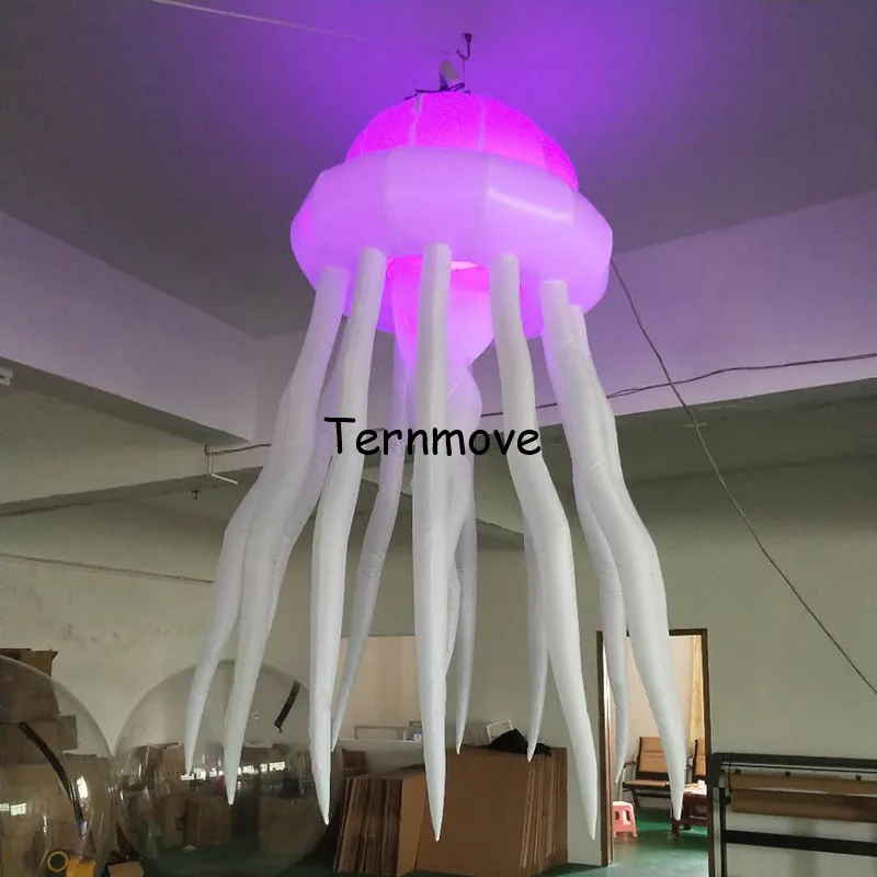 Medusas inflables con iluminación LED, gelatina de mar, medusas decorativas colgantes personalizadas de 2 metros para juguetes inflables