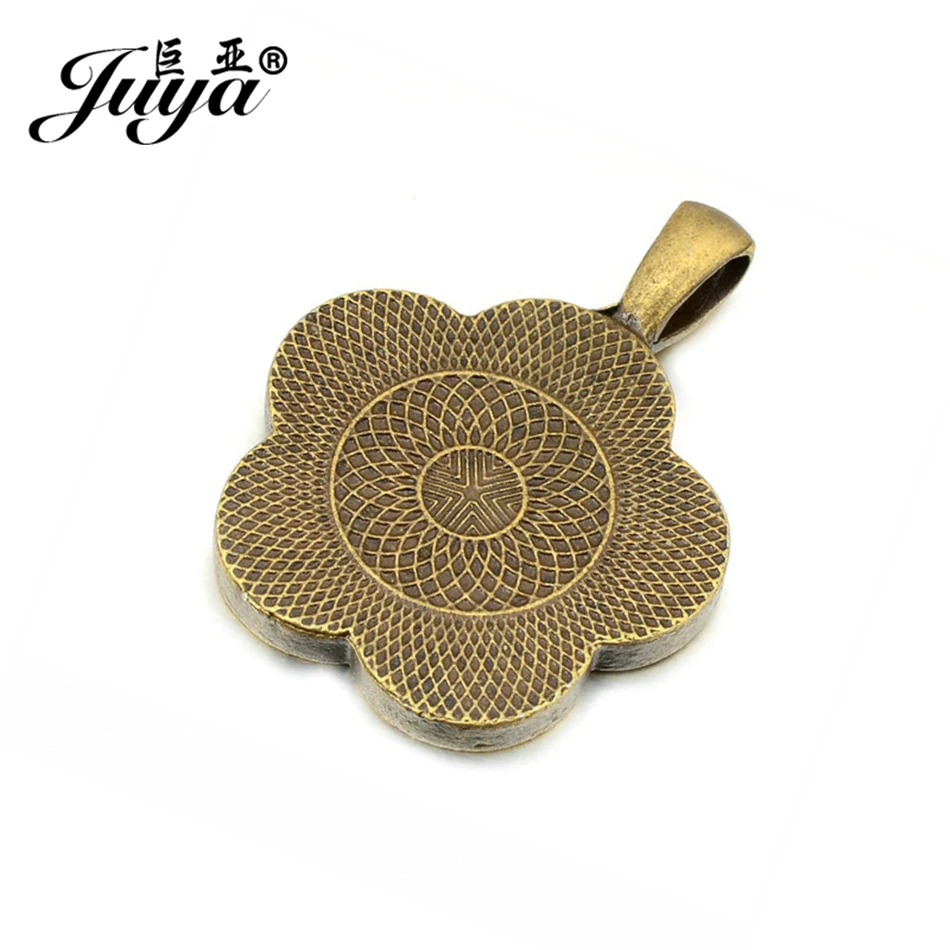 10 teile/los Vintage Blumen anhänger Cabochon Basis Lünetten Charms für DIY Schmuck Herstellung Halsketten Schlüssel anhänger liefert Zubehör – Detail 10
