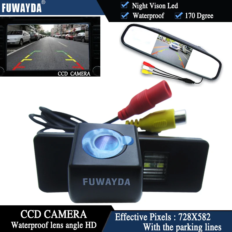 FUWAYDA Car Rear View Camera for Nissan QASHQAI X-TRAIL Geniss Citroen C-Triomphe Pathfinder + 4.3 Inch  rearview Mirror Monitor