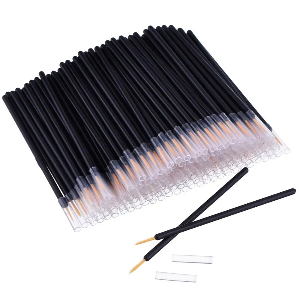 100PCS Eyeliner Brushes Long Thin Tip Applicator Eyeliner Wand Women Makeup Brush Cosmetic Disposable Supplies