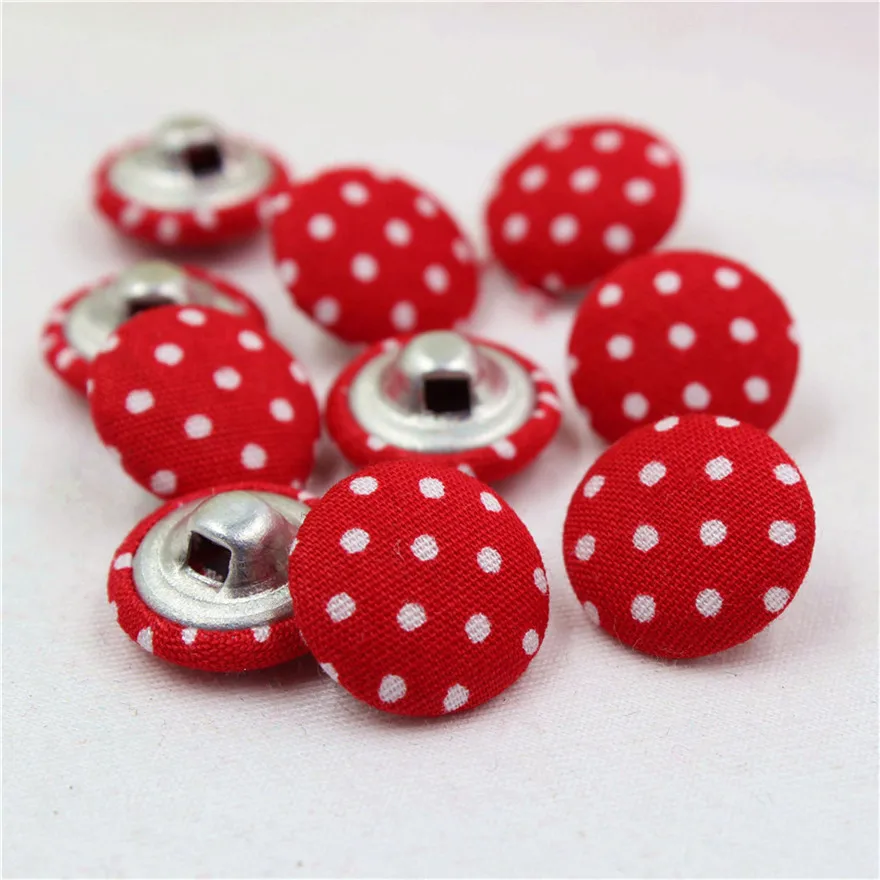 YJHSMY 10 Style 100 pcs/Lot 15mm Dot Fabric Covered Cloth Buttons, garment accessories,Diy BK076