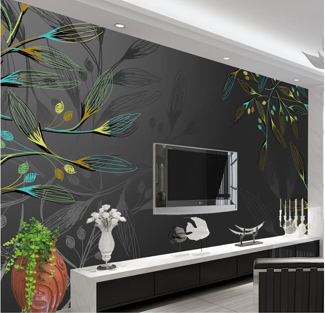 Custom 3D large mural,Contemporary and contracted leaves pattern background wall ,living room sofa TV wall  bedroom wall paper