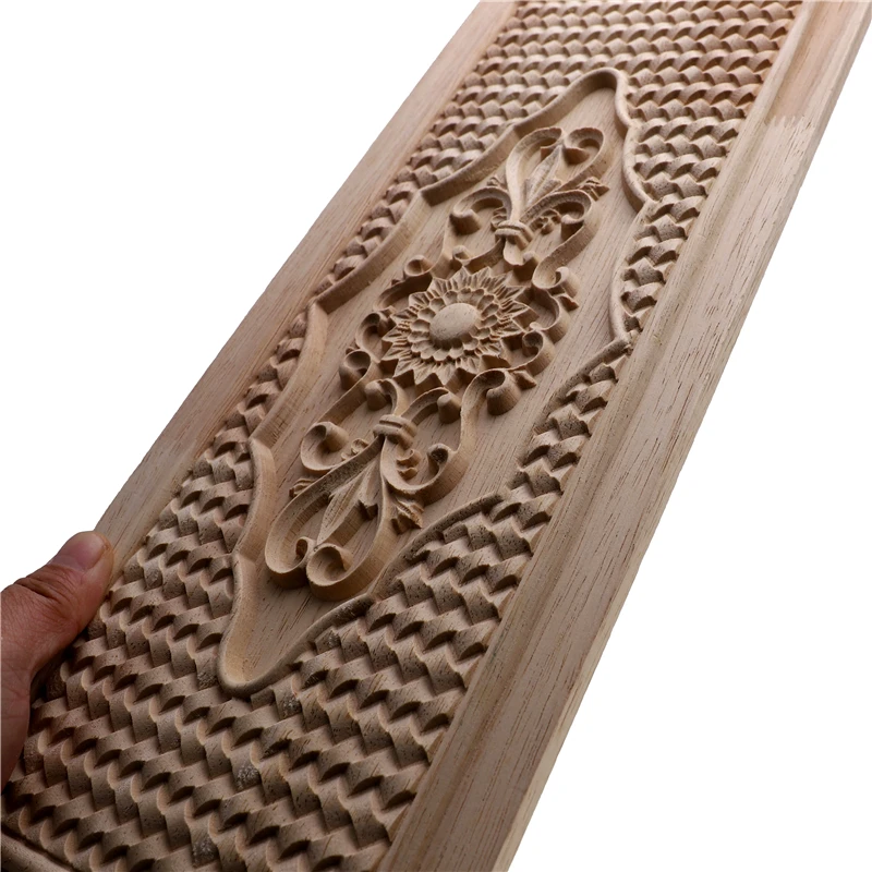 RUNBAZEF Craft Unpainte Carving Wood Decoration Wood Furniture Wooden Applique Decal Corner Onlay Applique Frame For Home Decor
