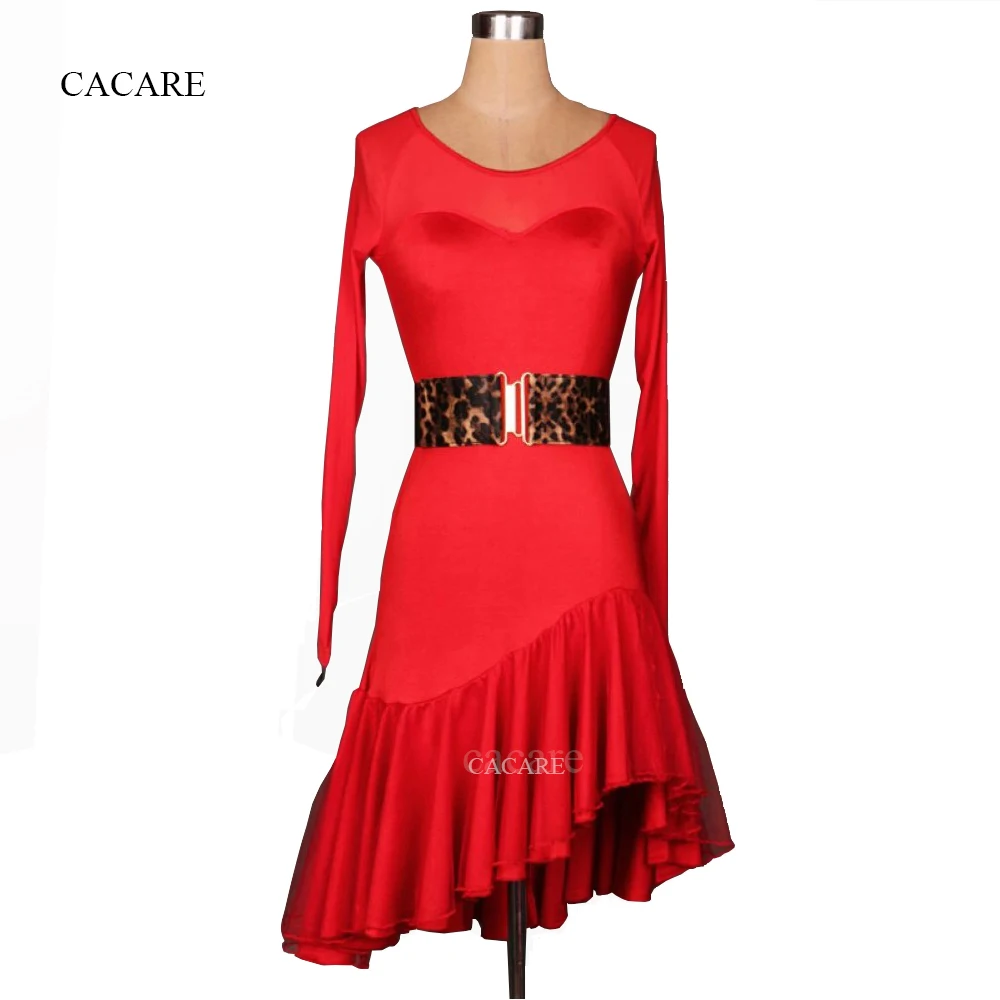 

CACARE Latin Dance Dress Women Latin Dance Competition Dresses Fringed Dress Salsa Costumes Ballroom Tango 6 Colors D0538 Belt