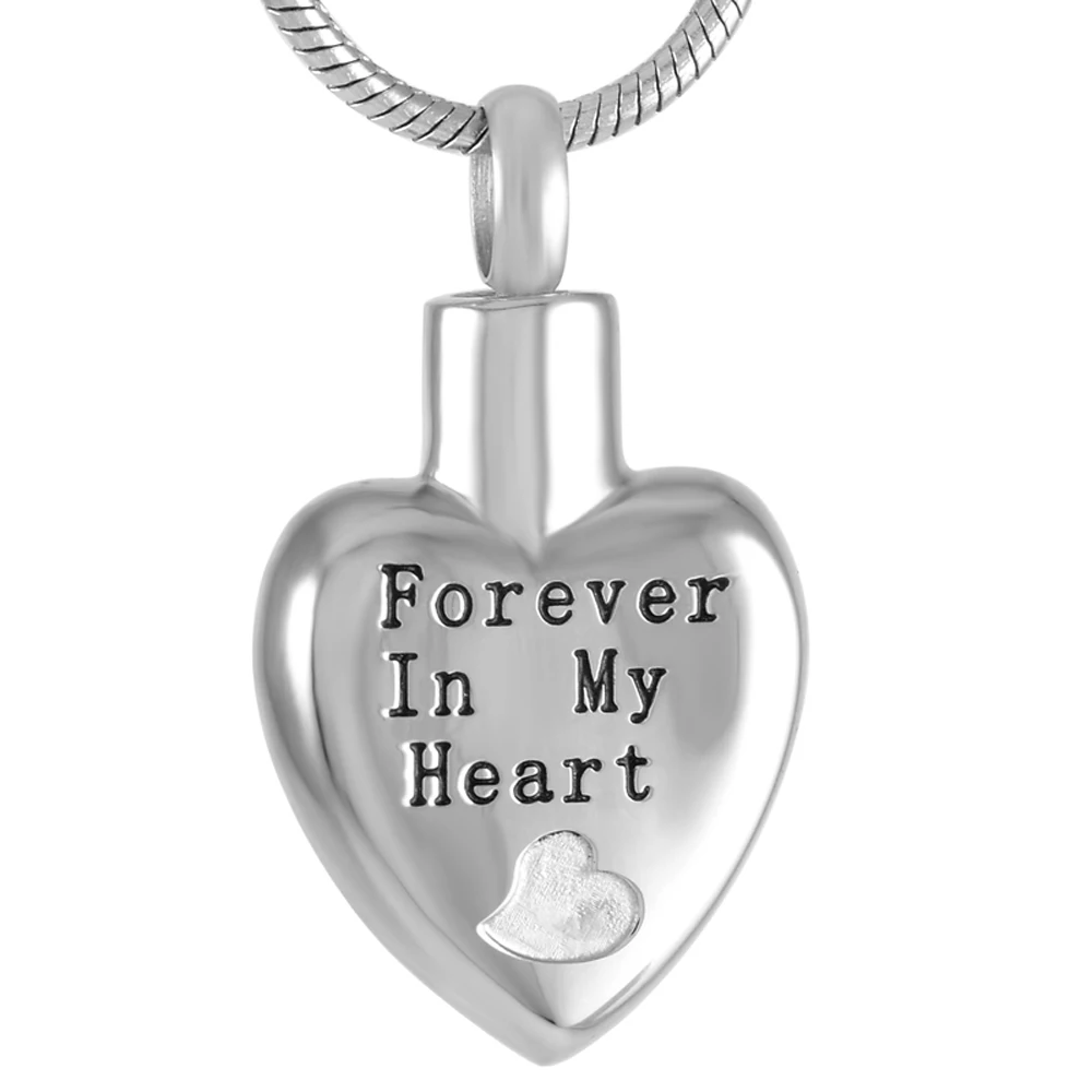 Casual Stainless Steel Forever in My Heart Rational Construction Cremation Jewelry Pendants Necklaces Women