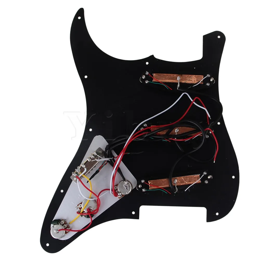 Yibuy 3 Dual Rail Pickup with Black Volume Speed Control Knob Pickguard Assembly