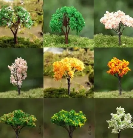 Zakka Artificial Mini Tree Plant Micro-landscape Ornaments Cherry Blossoms Home Decoration Supplies Free Shipping 100pcs lot