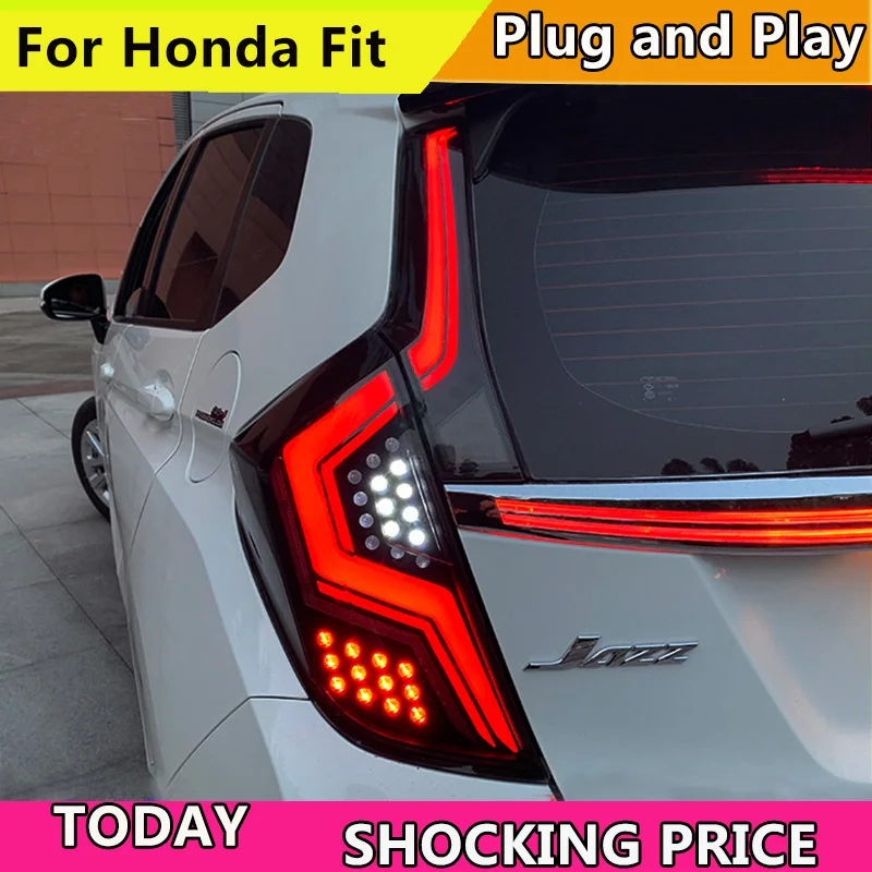 doxa Car Styling Case For HONDA Fit Taillights 2014-2018 LED Tail Light LED Rear Lamp DRL+Brake+Reversing+dynamic turn signal