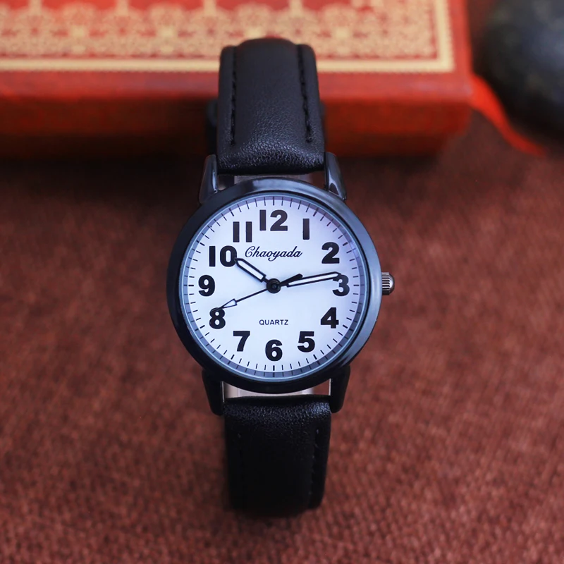 2024 chaoyada hot children students simple leather quartz watches boys girls kids cartoon gifts electronic clock montre relogio