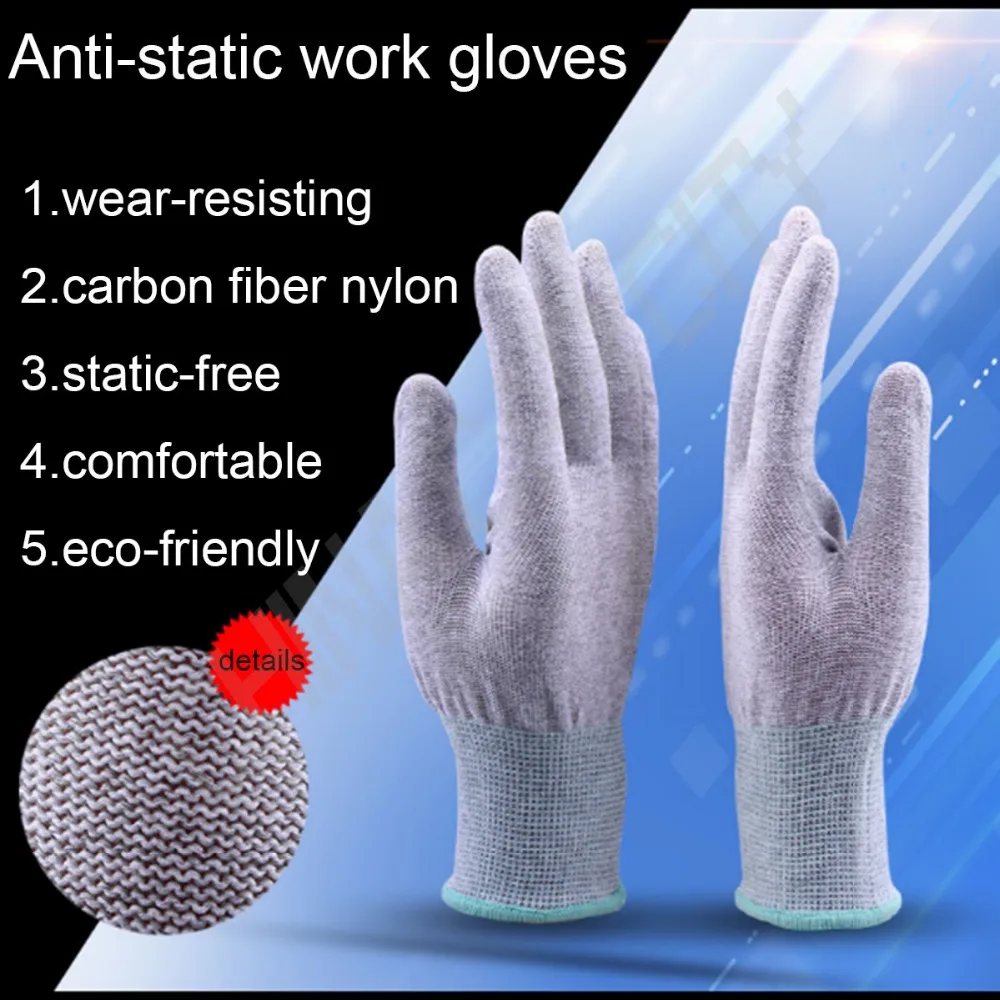 2 pairs static-free carbon fiber reinforced nylon working gloves car stickers vinyl durable wearable comfortable gloves 2D08