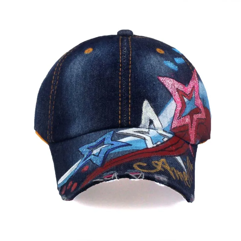 [YARBUU] 2017 new fashion high quality star USA flag painting jean materialv baseball cap Adjustable  Casual Snapback hat cap