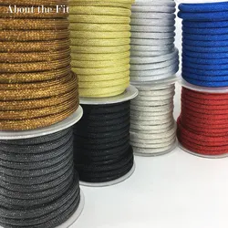 About the Fit 6mm Braided Metallic Thread Round Plastic Tube Cords Metal Wire Mesh Bands Woven Rope Craft Collar Making
