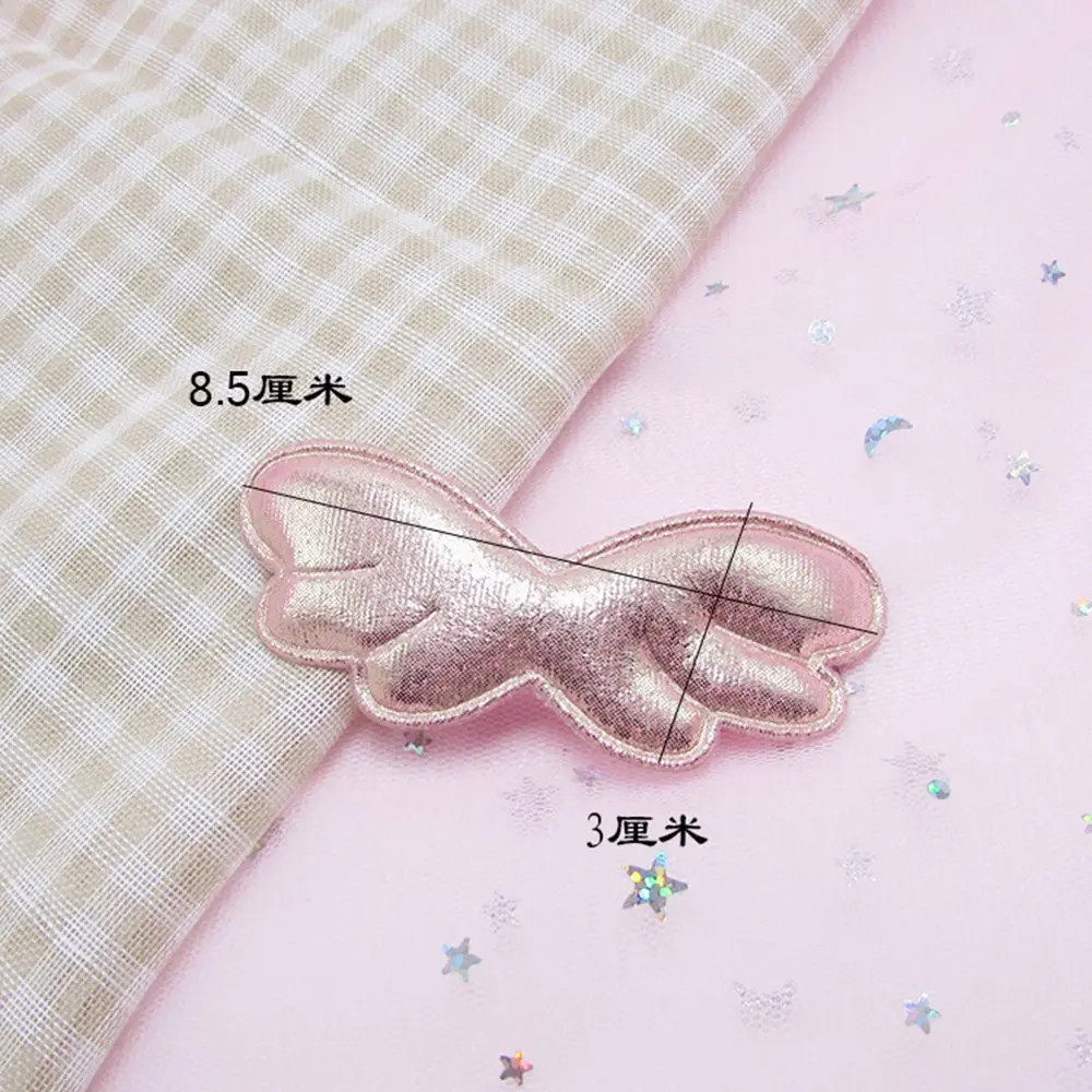 100pcs/lot Glitter Cloth Cartoon Angel Wings Padded Appliques Patches for garment shoe DIY Headwere Accessory