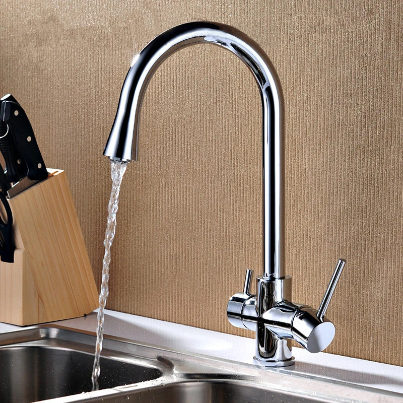 

Brass Kitchen Faucet, 2 Functions, Hot & Cold Mixing Water, Purified Water Kitchen Tap KF009