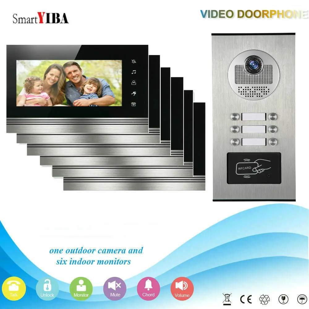 SmartYIBA Max Up to 12 Units Apartments Doorbell Doorphone Intercom Kits Rainproof Outdoor Unit for Home/Office Security System