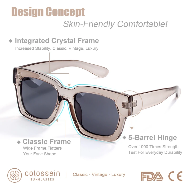 COLOSSEIN Fashion Sunglasses Women Loves Oversize Square Frame Eyewear 2020 Summer Glasses New Trend for Men lentes de sol mujer