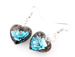 QianBei Promot Women Handmade Murano Lampwork Glass Mixed Color Black Snacks Charms Beauty Earring Hot