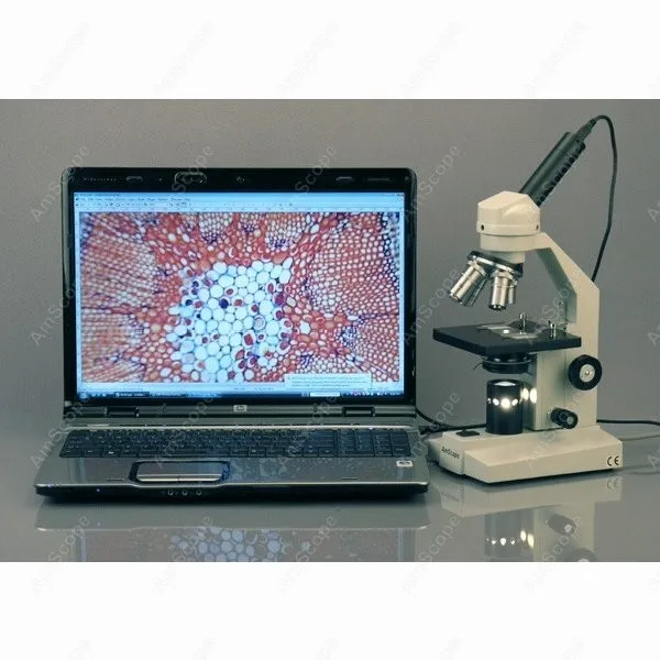 Advanced Compound Microscope-AmScope Supplies 40X-2500X Advanced Compound Microscope with USB Digital Camera & 10pc Slide Kit