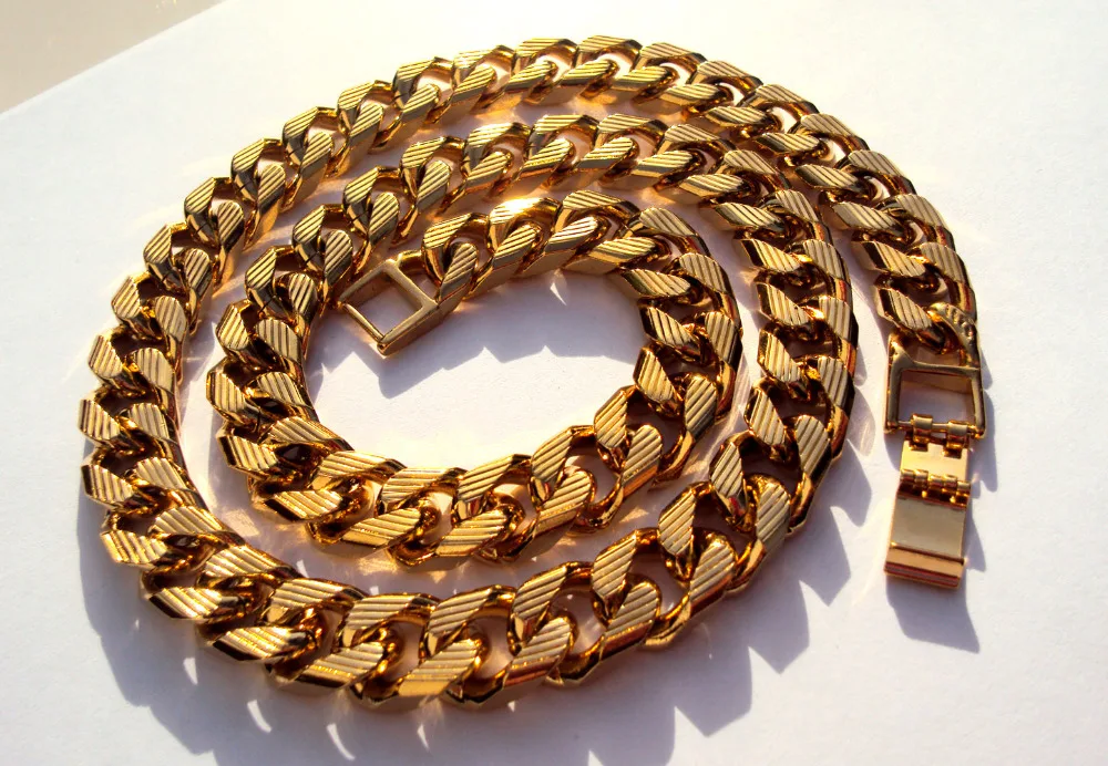 Cuban Curb Chain 22K 23K 24K THAI BAHT GOLD GP NECKLACE 24\