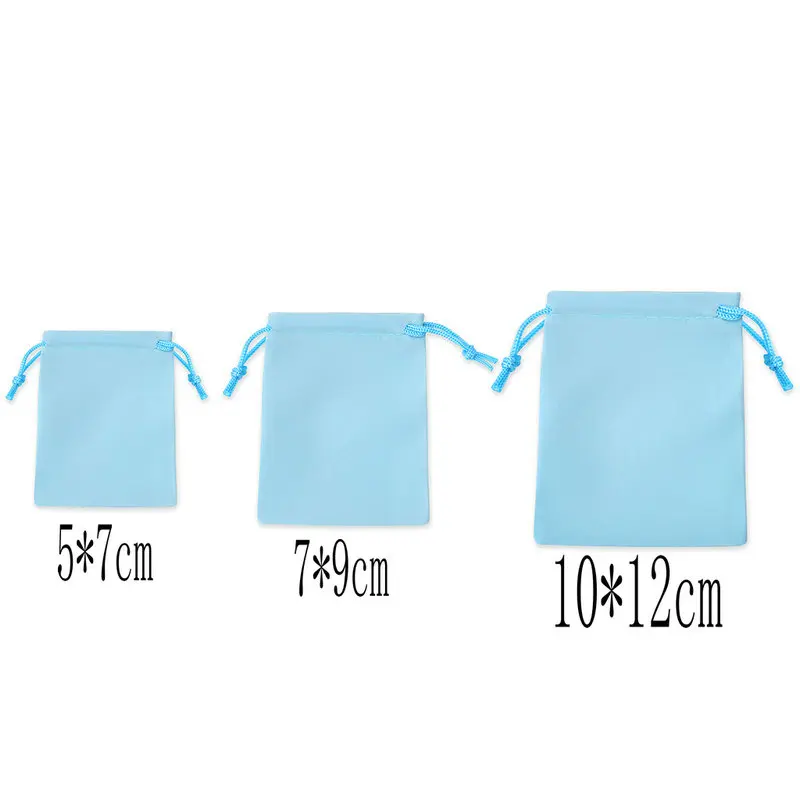 

50pcs/Lot Sky Blue 3 Size Pull Rope Jewelry Ring Bracelet Gift Bags Jewelery Gift Bags Brace Strap Pouches 10*12cm 7*9cm 5*7cm