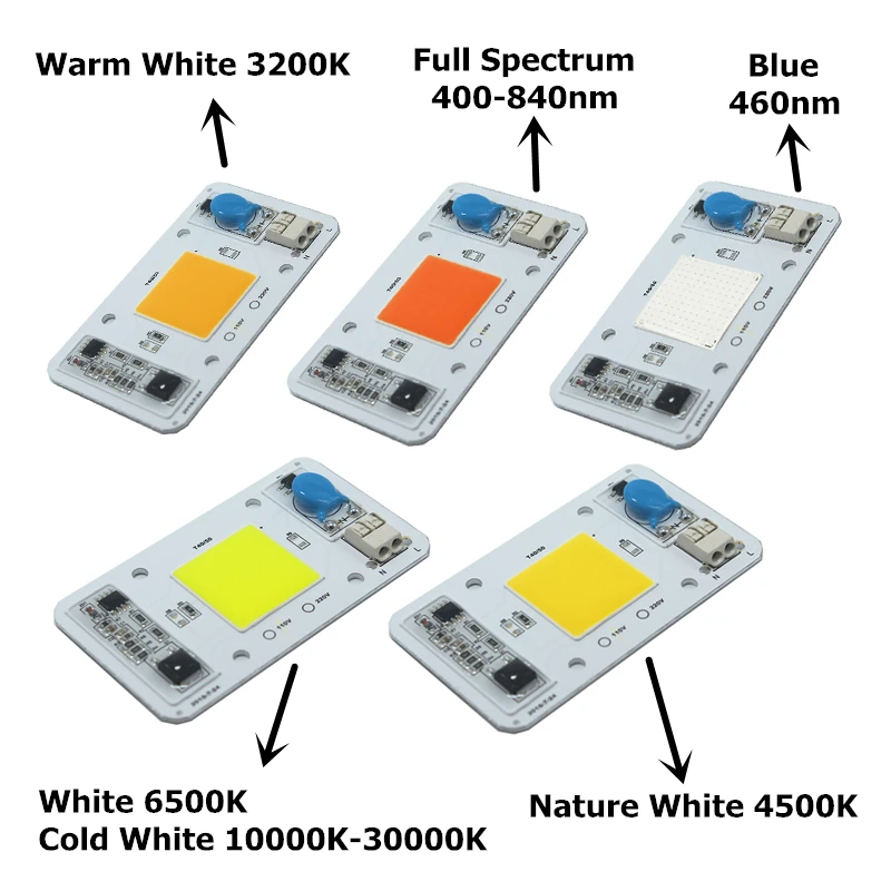 LED COB 50W AC 220V 110V di alta qualità non c\' è bisogno di Driver Smart IC proiettore LED fai da te faretto bianco caldo bianco rosso verde blu