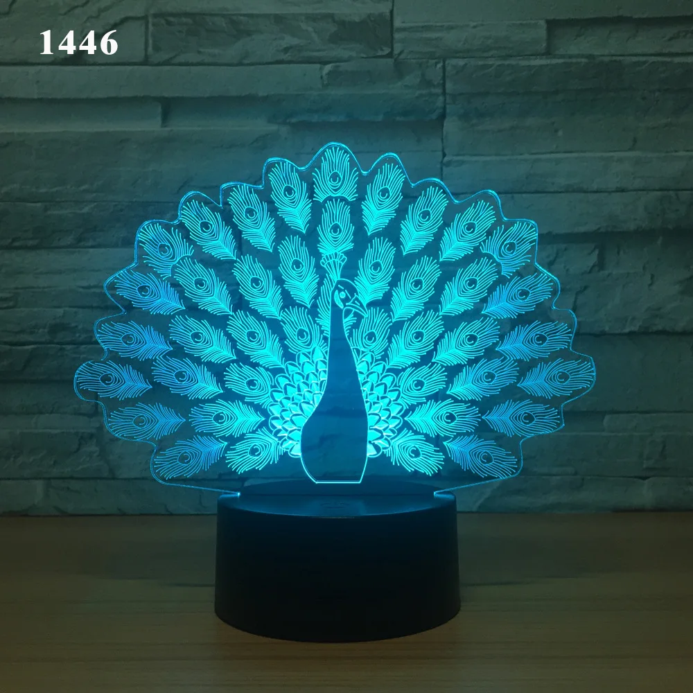 Peacock 3d wzór lampka nocna pilot kreatywny akryl figurka 7 kolorów regulowane prezenty Y75