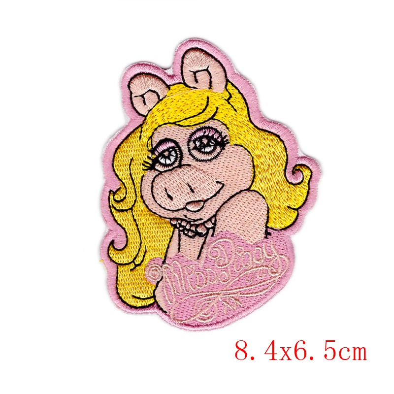 10 PCS Fashion New Design The Muppets Miss Piggy Cartoon Embroidered Girls Iron On Applique Patch 100%EMBROIDERY