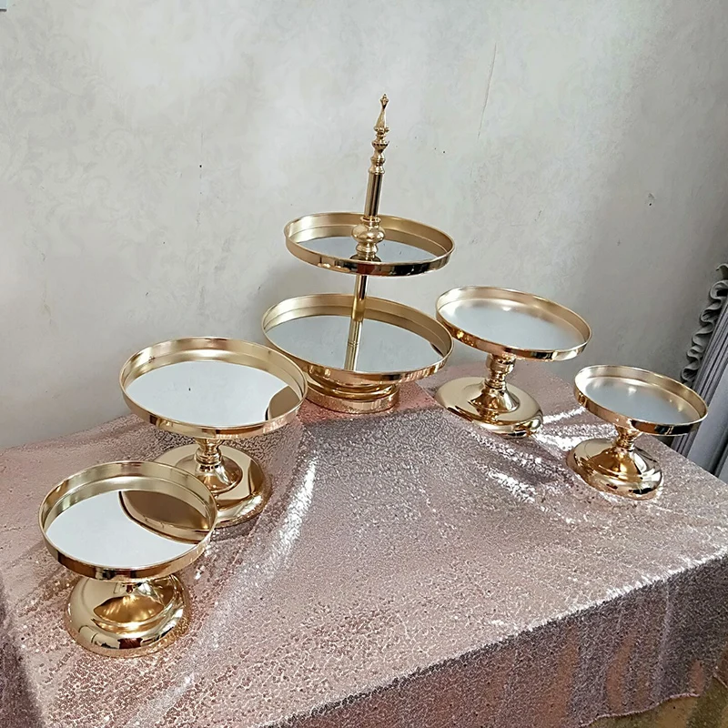 

1pcs-5pcs Mirror cake stand Electroplating Metal cupcake stand Grand design baking love wedding party dessert table decoration