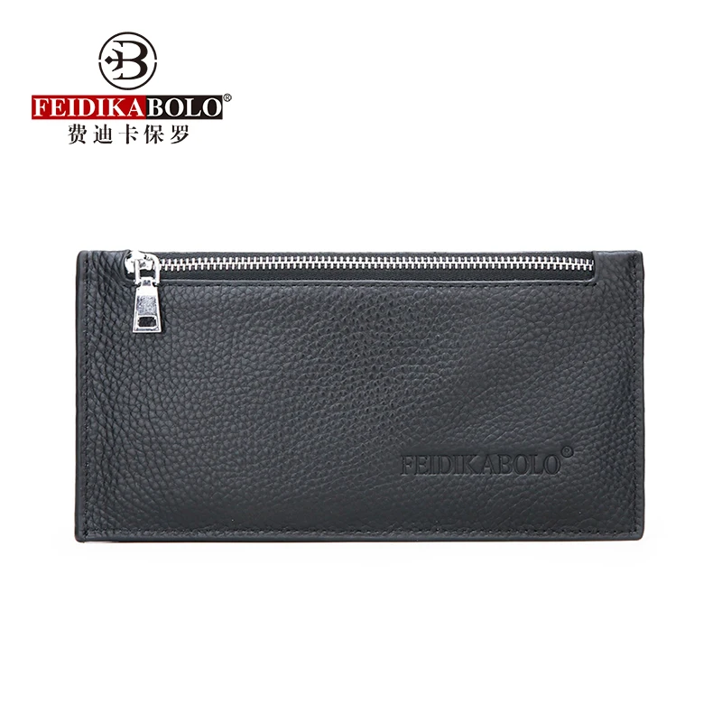 

Feidikabolo Genuine Leather Men's Wallet Litchi Pattern Clutch Bag New Fashion Simple Change Multi-Card Package Purse Cards Bag