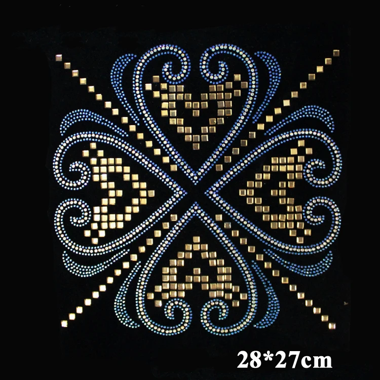 2pc/lot Big heart pattern heat transfer rhinestone hot fix rhinestone transfer motifs iron on crystal transfer patches