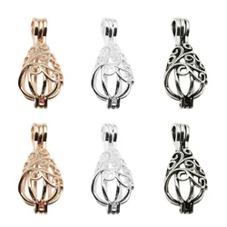 10pcs Multicolor Pearl Cage Locket Pendants Trendy Aromatherapy Water Drop Essential Oil Diffuser Necklace For DIY Jewelry