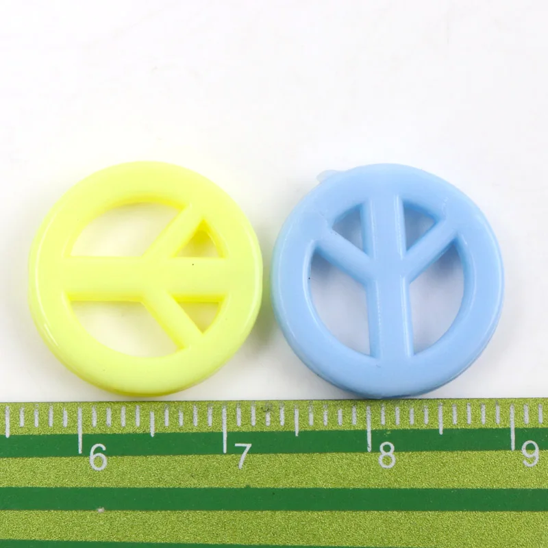 Peace mark Lucky Color Acrylic Round Spacer Loose Beads For Jewelry Handmade DIY Mixed 16mm 20mm 50PCS