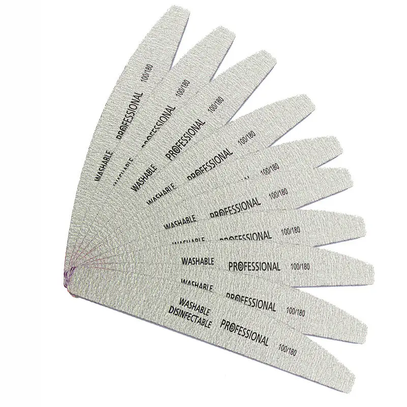 25pcs Nail File 100/180 Curve Banana Nail Files Manicure Pedicure Tools Accessories Sandpaper Professional Buffer File Sanding