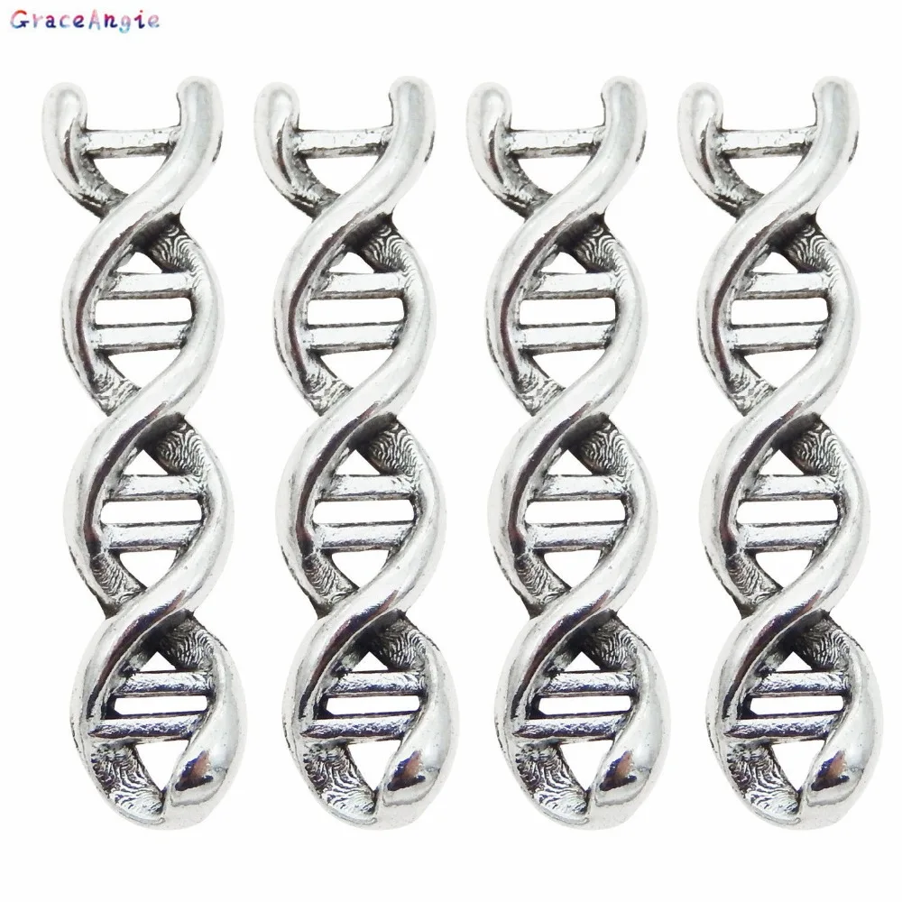 50pcs/pack New Fashion DNA Biology Double Helix Shape Charms Handmade Zinc Alloy Necklace Pendant Jewelry Women Men DIY Findings