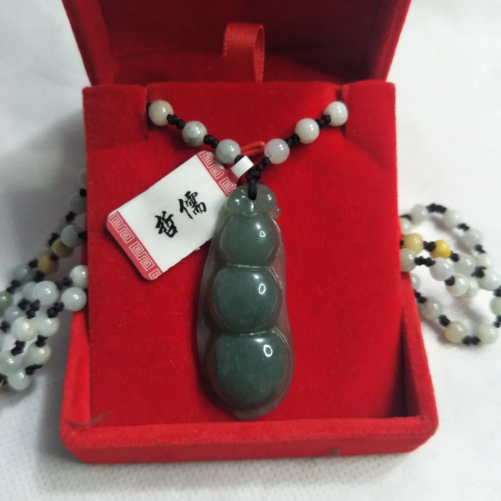 Zheru Jewelry Parent-child pure natural Jadeite dark green good luck beanie pendant Jadeite jade necklace Send A-level certifica