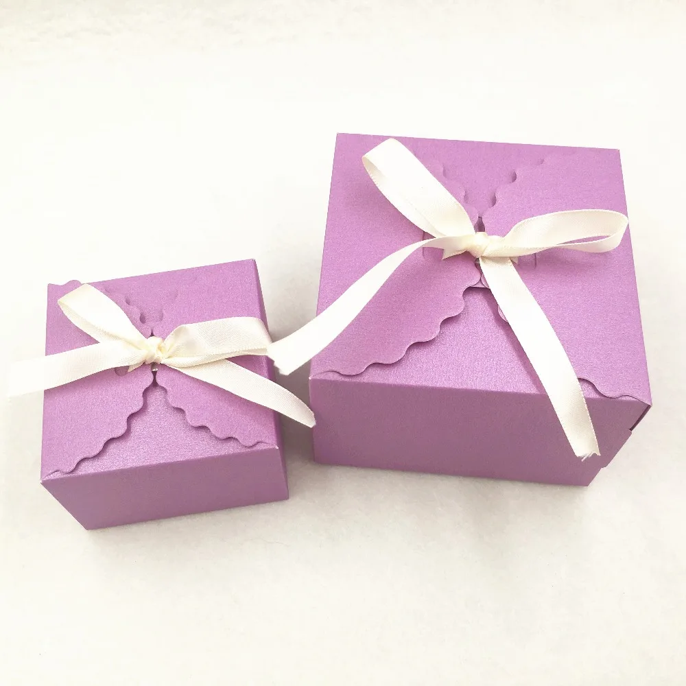 50Pcs/Lot Multiple Candy Colors With Beige Ribbon Paper Cubic Box For Soap Chocolate Gift Food Adornment Storage Packaging Box