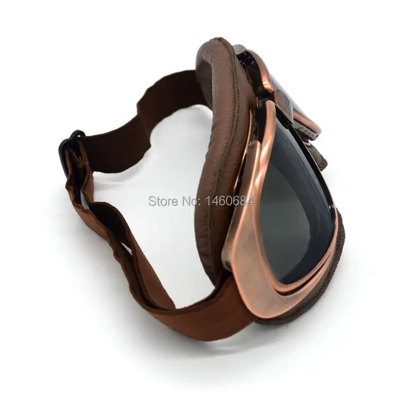 Evomosa New JET Helmet Goggles Motorcycle Goggle Vintage Pilot Biker Brown Leather Eyewear/Skiing Glasses/Racing Gafas