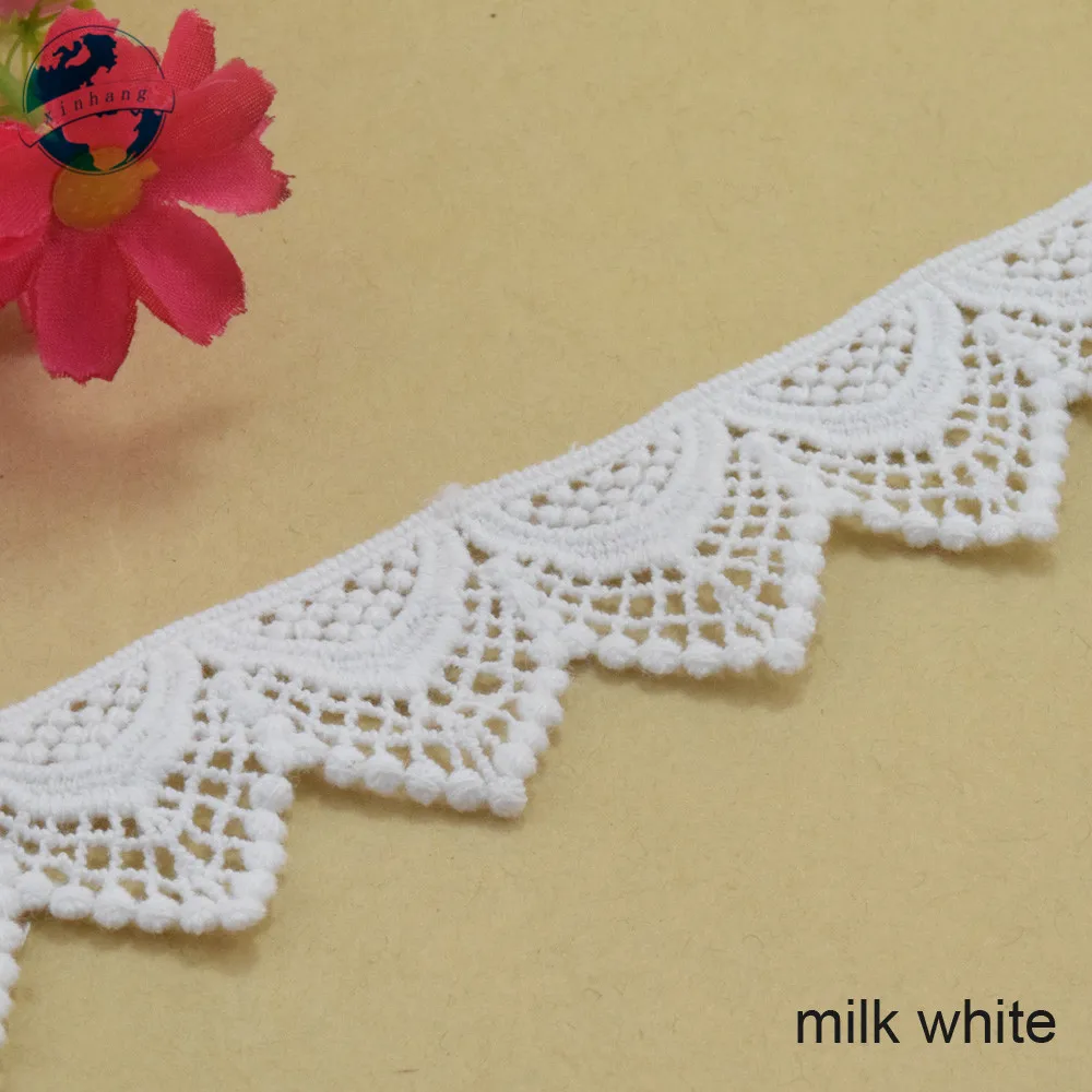 3.5cm Width White 100% Cotton Embroidery Lace French Lace Ribbon Fabric Guipure Diy Trims Warp Knitting Sewing Accessories#3806