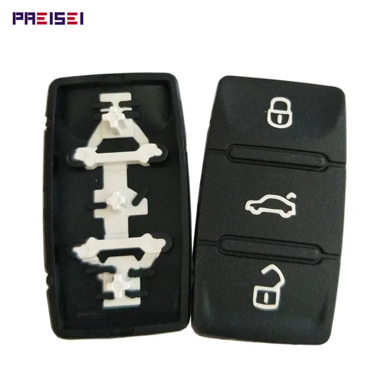 

PREISEI 50pieces/lot 3 buttons Silicon Key Button Rubber Pad Replacements For VW Flip Remote Key