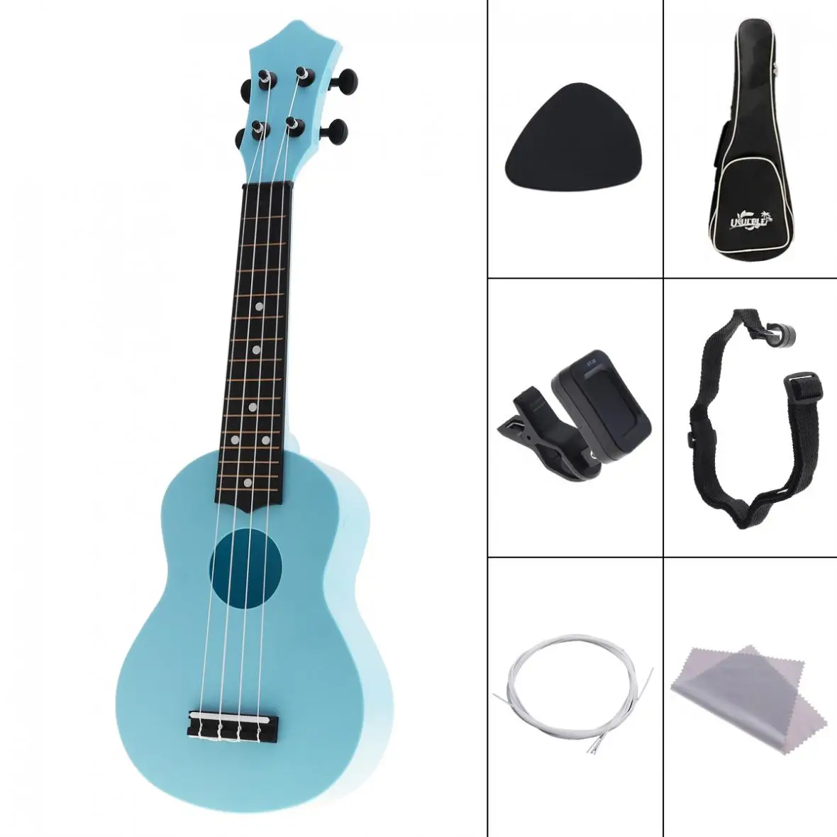 4 Strings 21 Inch ABS Ukulele Full Kits Acoustic Colorful Hawaii Guitar Guitarra Instrument for Music Beginner