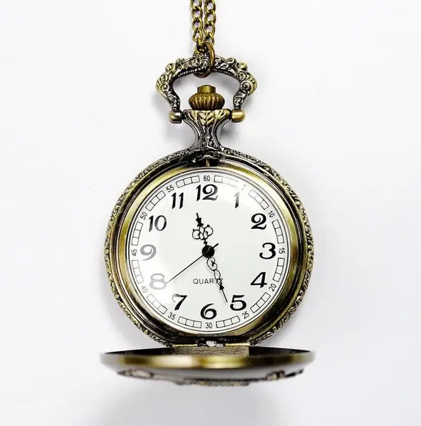 Vintage Bronze antiques Fashion quartz ghost Modern hours Necklace pocket watches gift