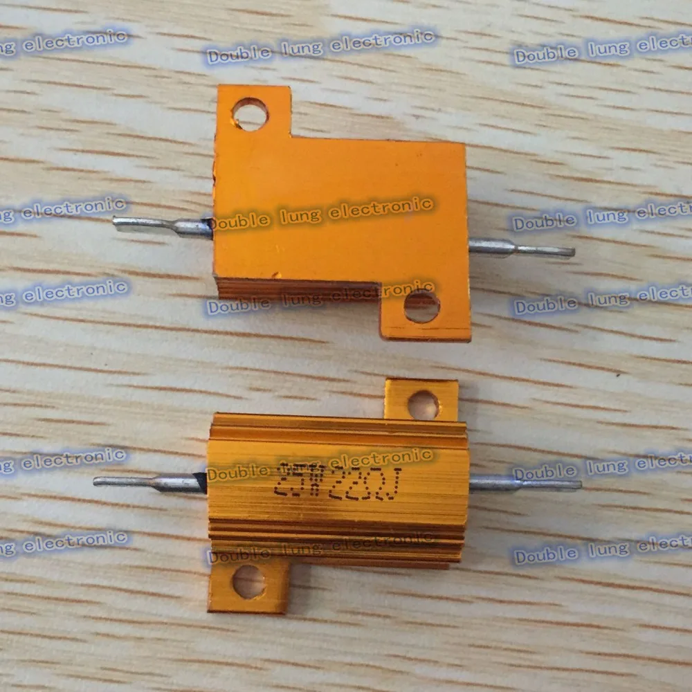 50pcs/lot 25W Golden Aluminium Resistor 22R 22 ohm Gold Aluminium Shell Resistance