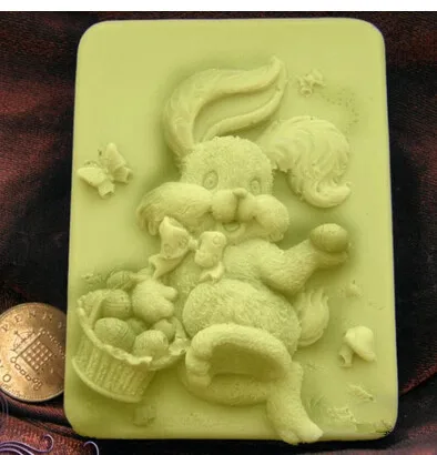 

Hot 3D Easter Bunny /rabbit shape handmade soap mold animal candle molds silicon mould Chocolate Candy Moulds Form of Cake