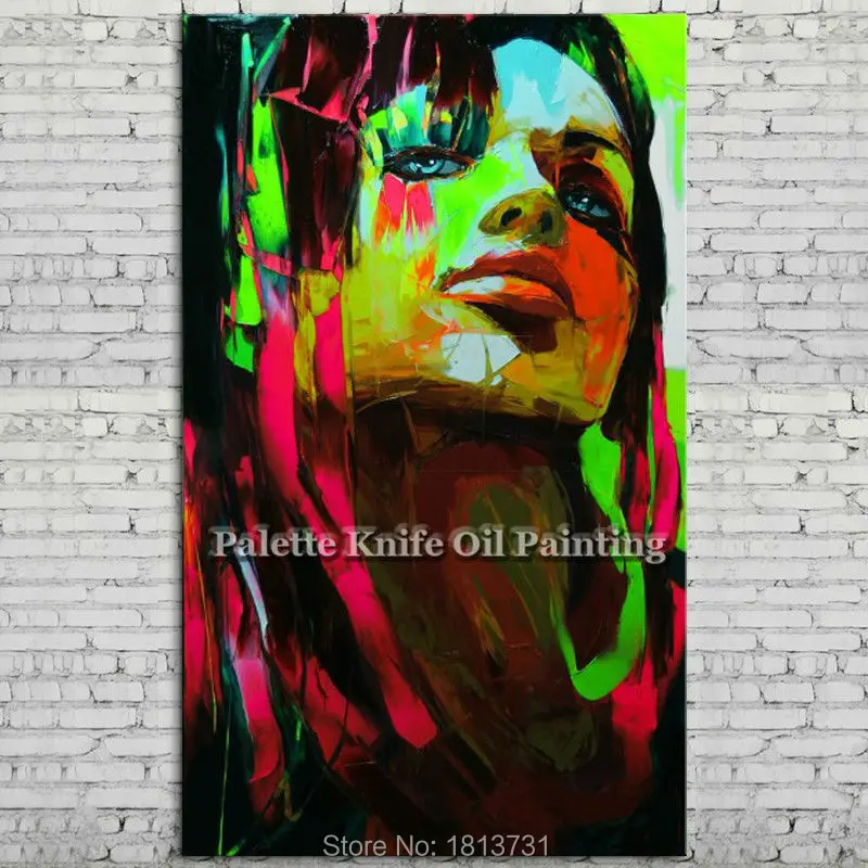 

Hand painted Francoise Nielly Palette knife portrait Face Oil painting Character figure canva wall Art picture for living room70