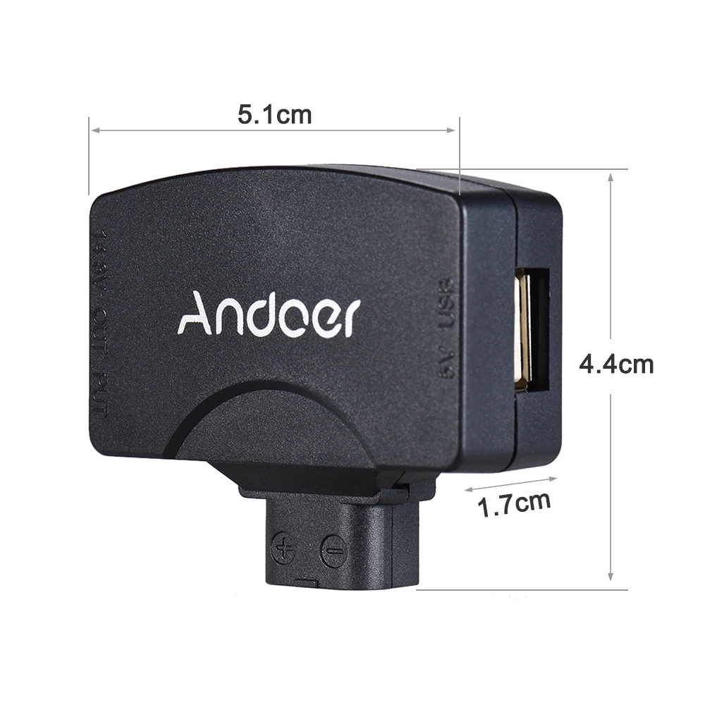 Andoer D-Tap to 5V USB Adapter Connector for V-Mount Camcorder Camera Battery for BMCC for iPhone iOS Android Smartphone Monitor